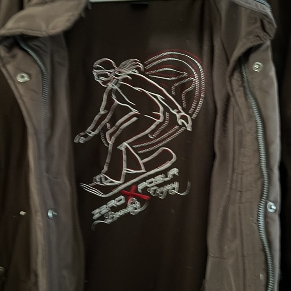 Good used condition! ZEROXSUR BOARDING COMPANY DOWN PUFFER COAT BROWN SIZE 1X - Picture 3 of 7